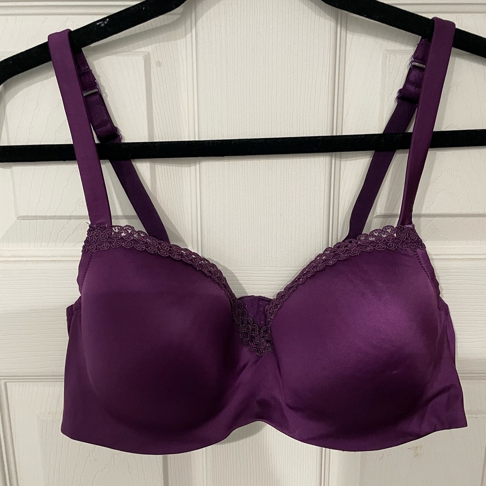Avenue Plus Size Deep Purple Lace Accent Bra